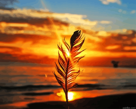 Sunset Feather Silhouette Paint By Numbers.png