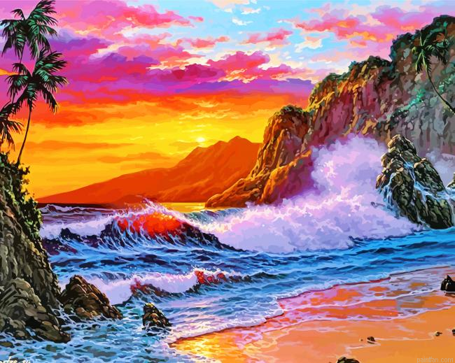 Sunset On Beach Paint By Number.png