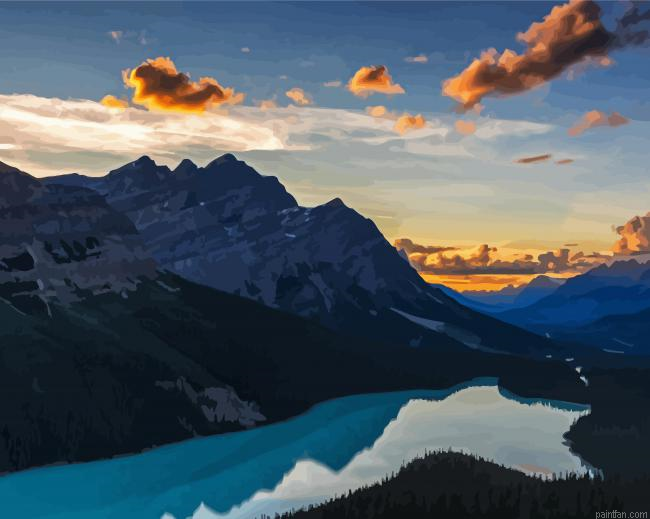 Sunset Over Peyto Lake Paint By Numbers.png