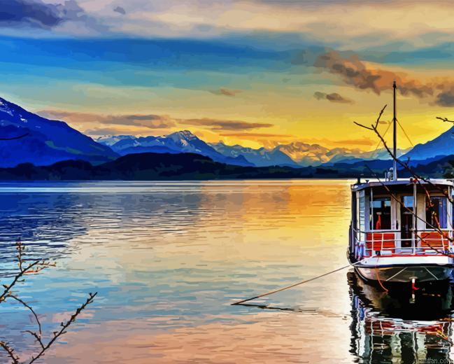 Sunset Over Zug Lake Paint By Numbers.png