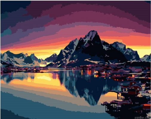 Sunset On Mountain Paint By Numbers.png