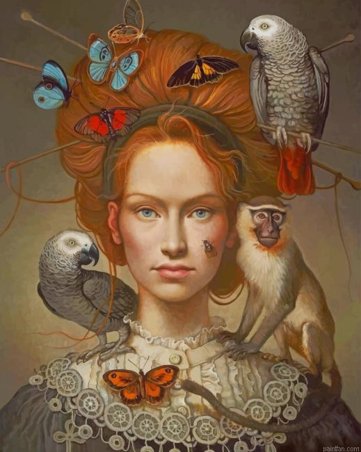 Surrealism Girl With Animals New Paint By Numbers.png