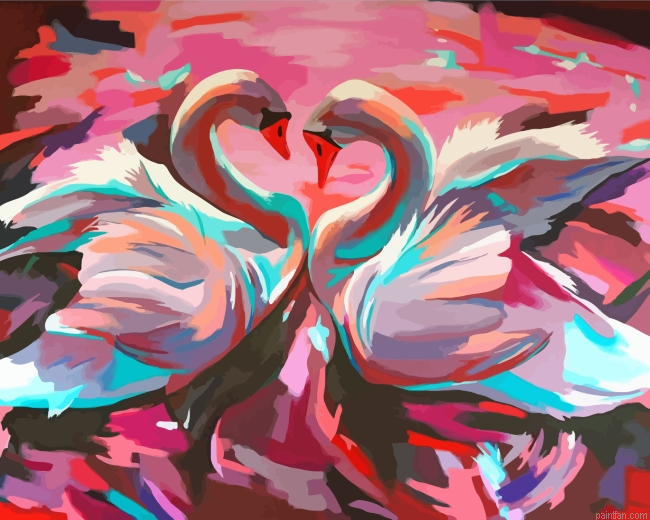 Swans Birds Art Paint By Number.png