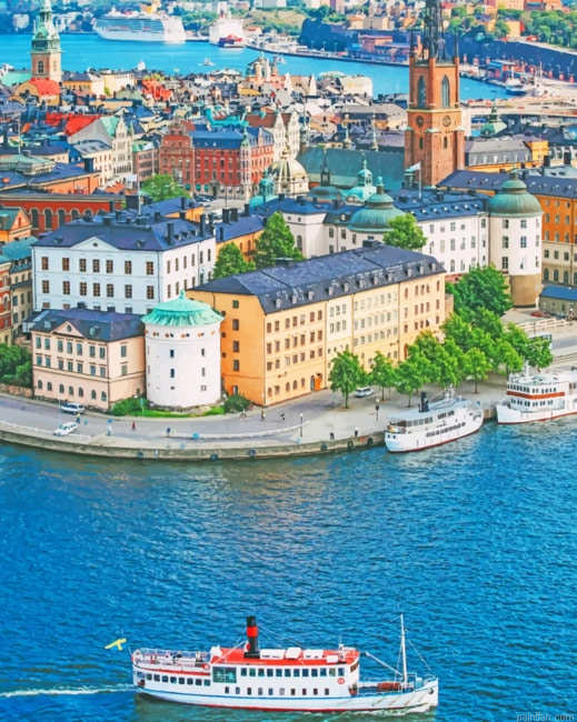 Sweden Seascape Stockholm Paint By Numbers.png