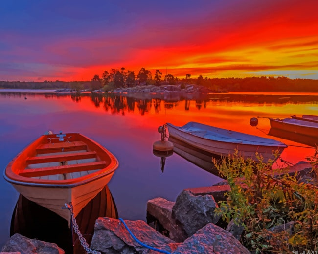 Sweden Sunrise Boat Paint By Numbers.png