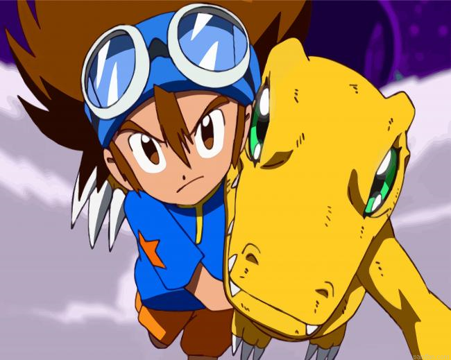 Tai Kamiya And Agumon Digimon Paint By Number.png