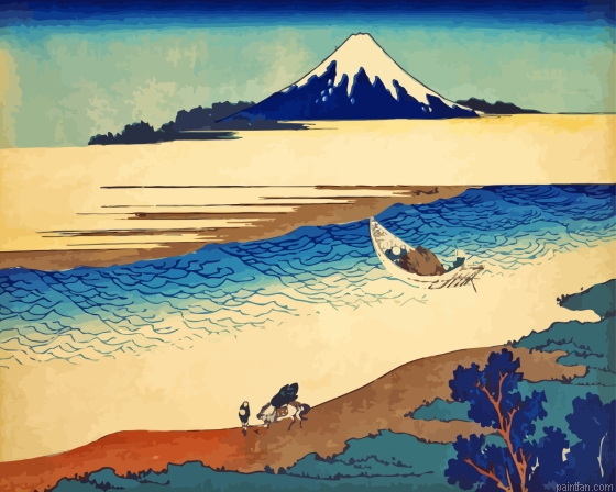 Tama River Katsushika Hokusai Paint By Numbers.png
