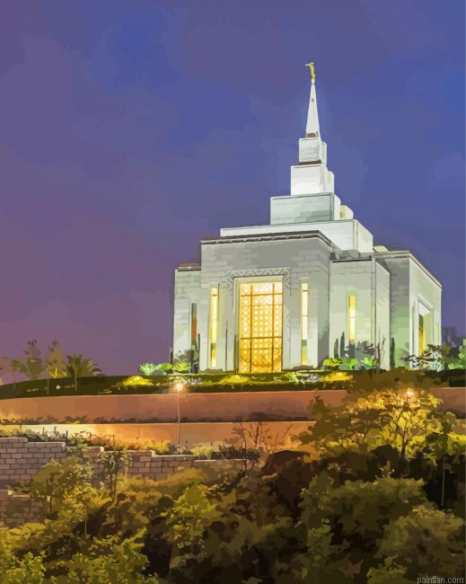 Tegucigalpa Honduras Temple Sunset Paint By Numbers.png