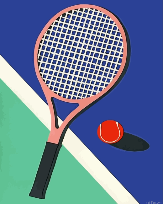 Tennis Ball And Racket Paint By Number.png