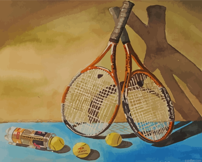 Tennis Game Rackets And Balls Paint By Number.png