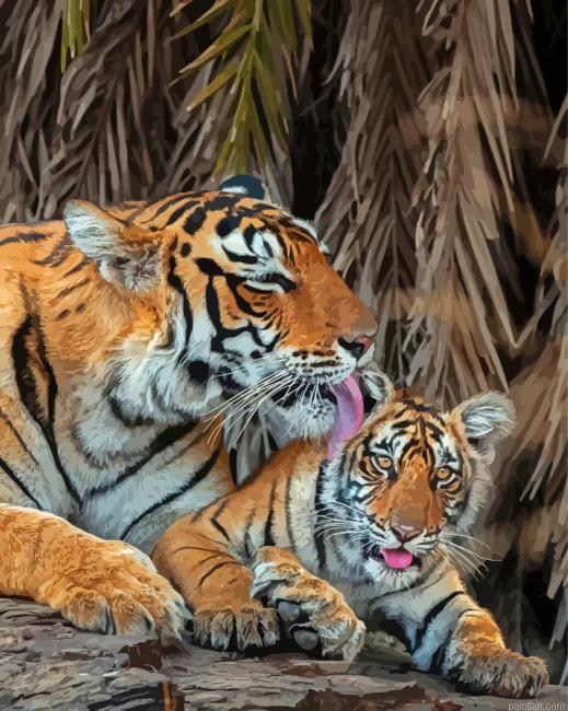 Tiger And Baby Paint By Numbers.png