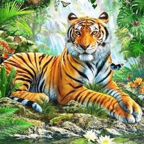 Tiger In Forest Paint By Numbers.png