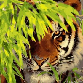 Tiger In Leaves Paint By Numbers.png