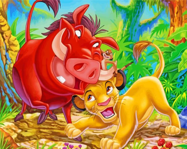 Timon And Pumbaa And Simba Paint By Number.png
