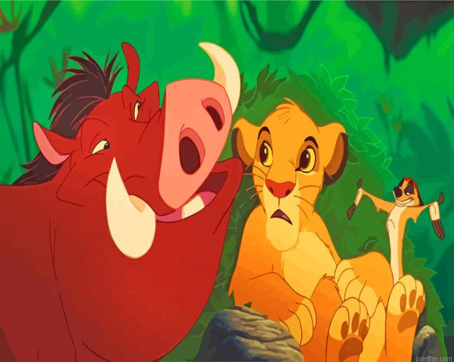 Timon Pumbaa And Lion Paint By Number.png