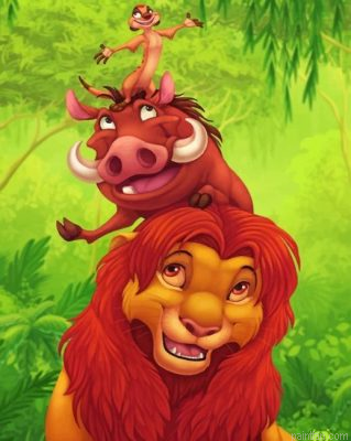 Timon Pumbaa And Simba Paint By Number.png