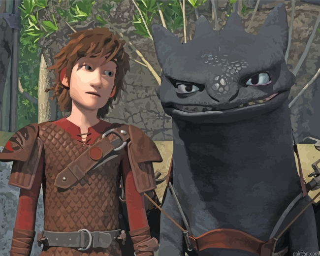 Toothless Dragon And Hiccup Paint By Number.png