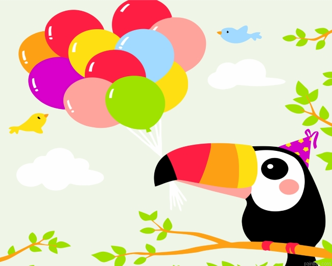 Toucan And Balloons Paint By Number.png