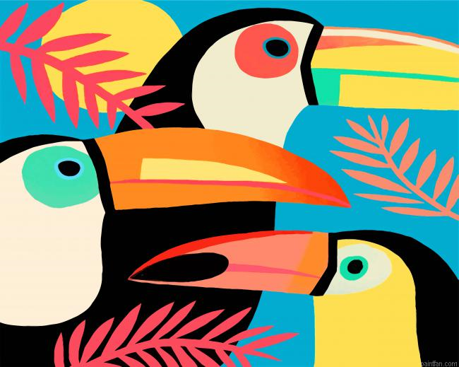 Toucans Birds Paint By Number.png