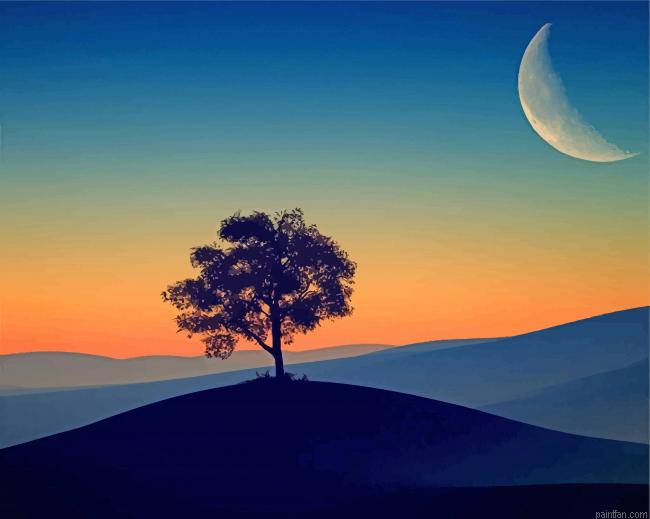Tree Silhouette Moon Paint By Number.png