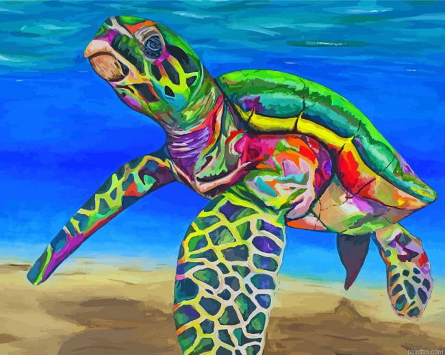 Tropical Colorful Sea Turtle Paint By Number.png