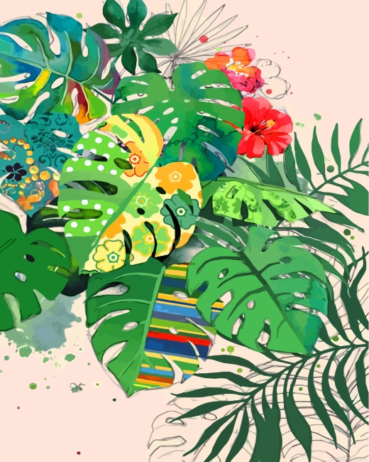 Tropical Leaves Paint By Number.png