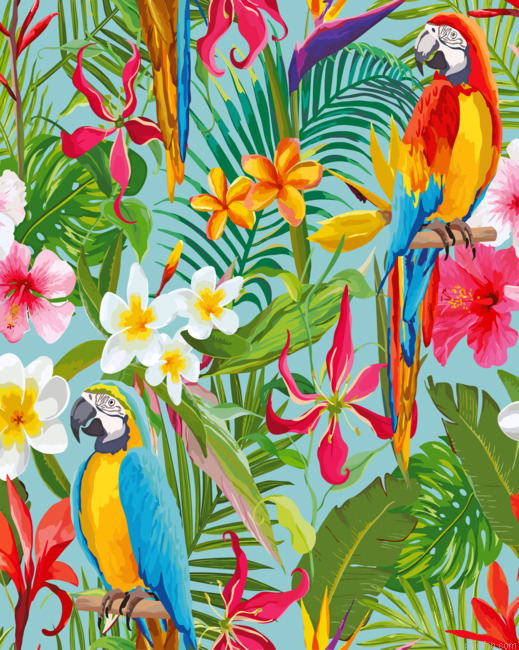 Tropical Parrots Art Paint By Numbers.png