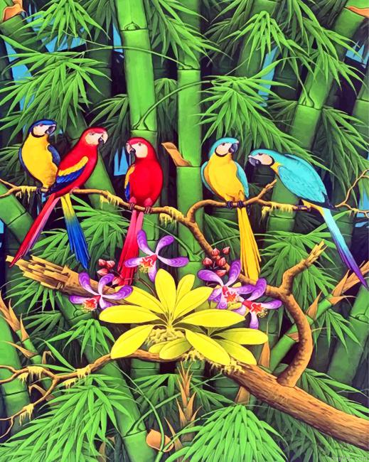Tropical Parrots Birds Paint By Number.png