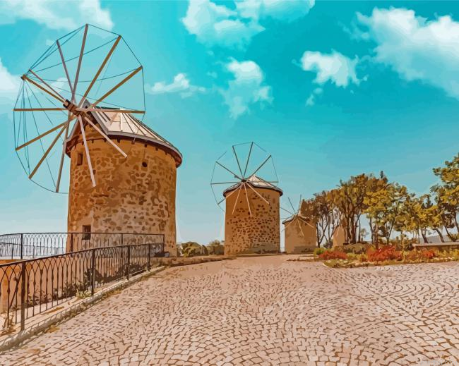 Turkey Alacati Windmills Paint By Numbers.png