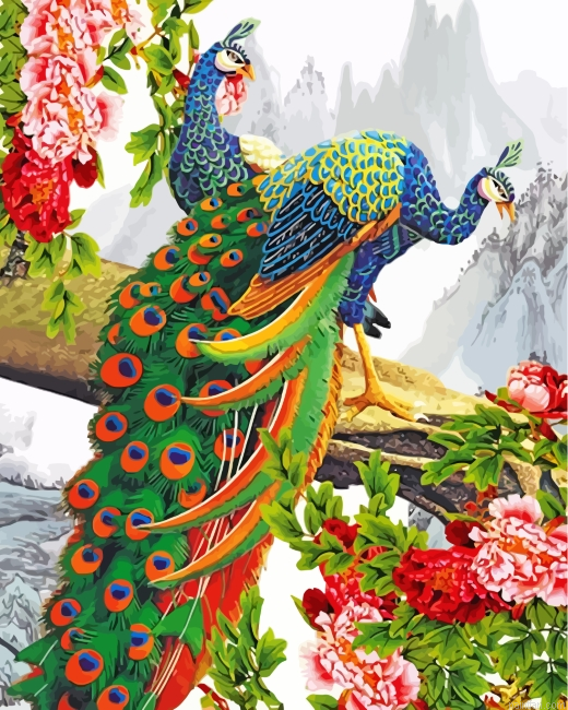 Two Peacocks Paint By Number.png