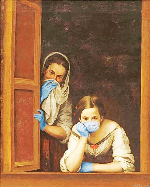 Two Women At Window Wearing Masks New Paint By Numbers.png