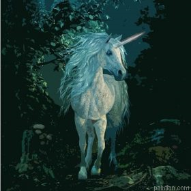 Unicorn In Dark Forest Paint By Numbers.png