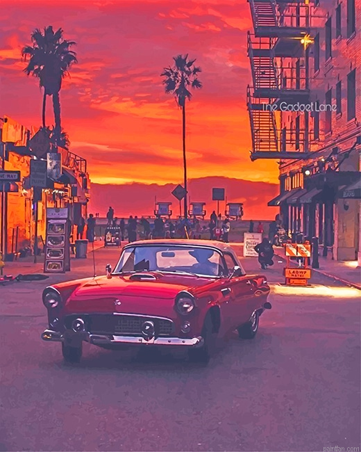 Vw In California Streets Sunset Cars Paint By Numbers.png