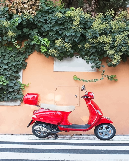 Vespa Red Scooter New Paint By Numbers.png