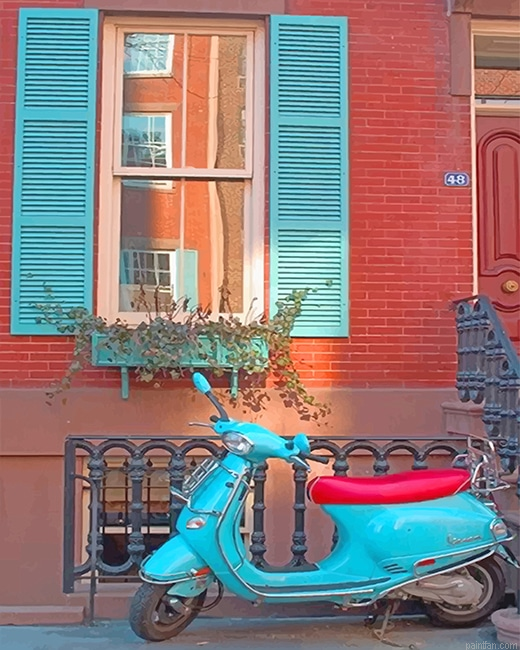 Vespa Turquoise Scooter New Paint By Numbers.png