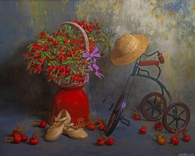 Vintage Bike And Vase Paint By Numbers.png