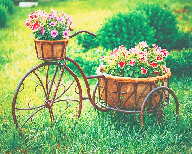 Vintage Bike Equipped Basket Flowers New Paint By Numbers.png