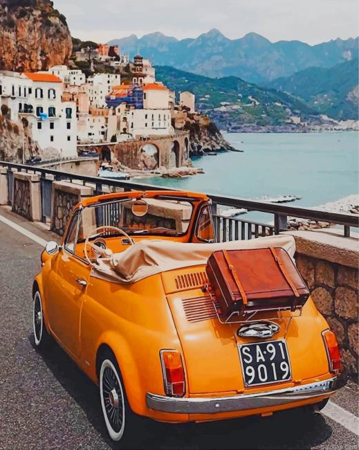 Vintage Car In Amalfi Coast Paint By Number.png