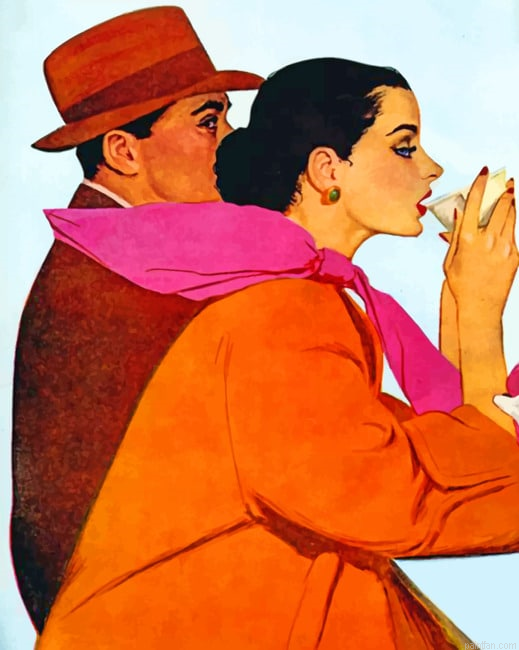 Vintage Couple Drinking Coffee Paint By Numbers.png