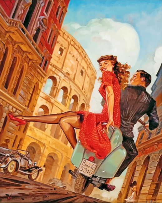 Vintage Couple In Rome Paint By Numbers.png