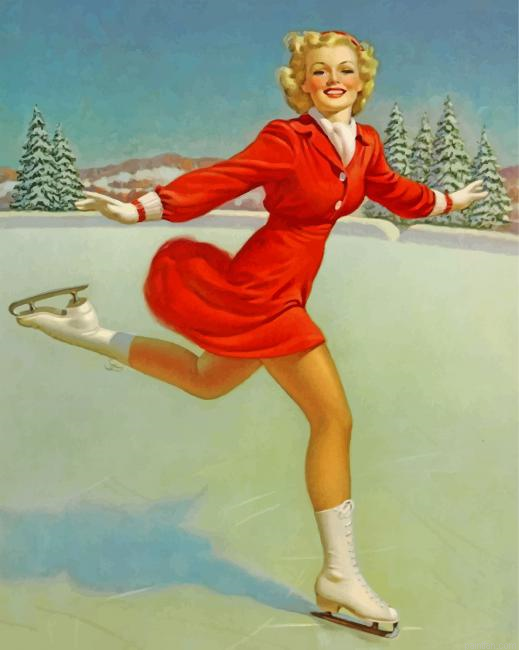 Vintage Ice Skater Girl Paint By Number.png
