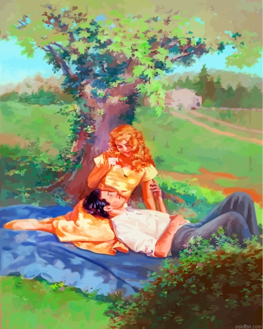 Vintage Lovers In Garden Paint By Number.png