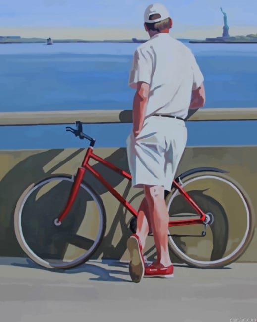 Vintage Man With His Bicycle New Paint By Numbers.png