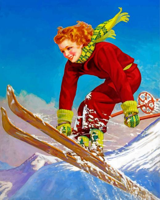 Vintage Skiing Girl Paint By Number.png