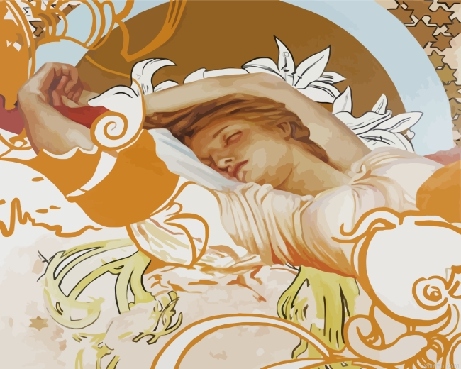 Vintage Sleepy Woman Art Paint By Numbers.png