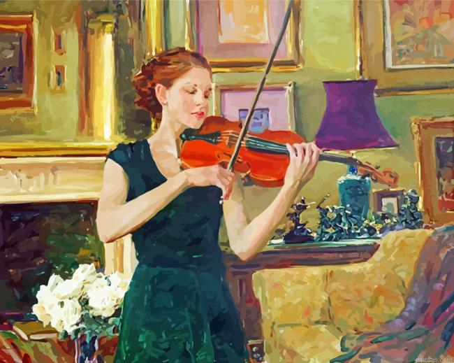 Vintage Violinist Girl Paint By Number.png
