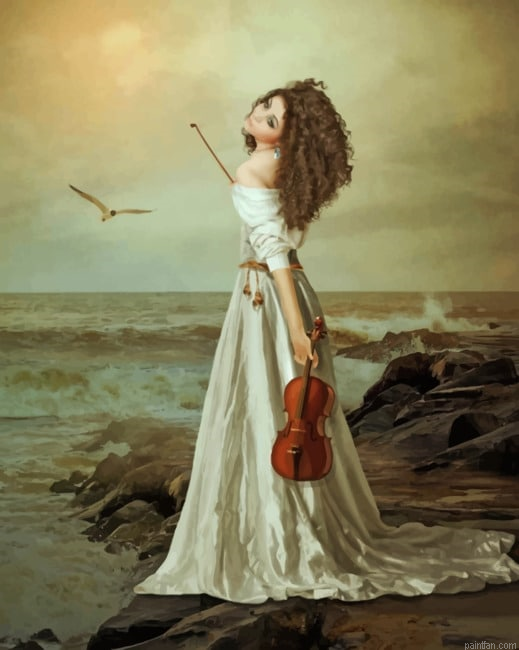 Vintage Violinist On The Beach New Paint By Numbers.png