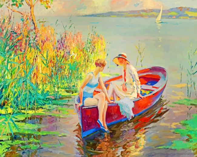 Vintage Women On A Boat Paint By Number.png