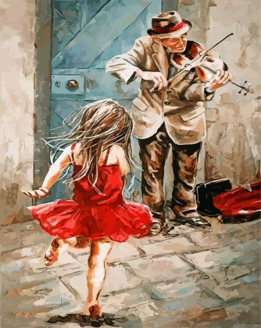 Violinist Man And Girl Paint By Number.png