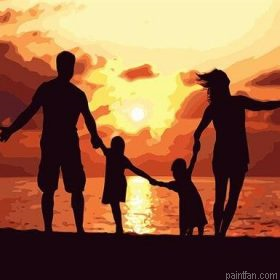 Warm Family In Sunset Paint By Numbers.png